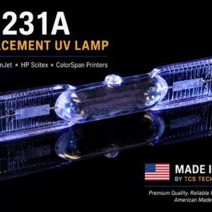 CH231A replacement UV lamp for HP DesignJet, HP Scitex, and ColorSpan printers manufactured by TCS Technologies in the USA