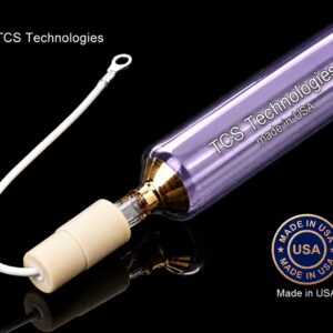 TCS Technologies premium replacement UV curing lamp with 5C OEM-style ceramic connector, made in USA.