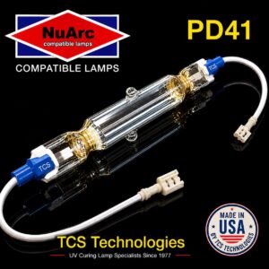PD41 replacement UV curing lamp for NuArc compatible exposure systems manufactured by TCS Technologies with OEM-style connectors.