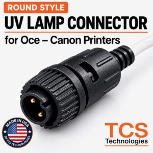 Round style UV lamp connector for Oce and Canon printers