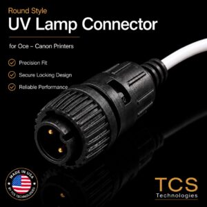Round-style OEM-compatible UV lamp connector for Oce and Canon printers with black locking plug