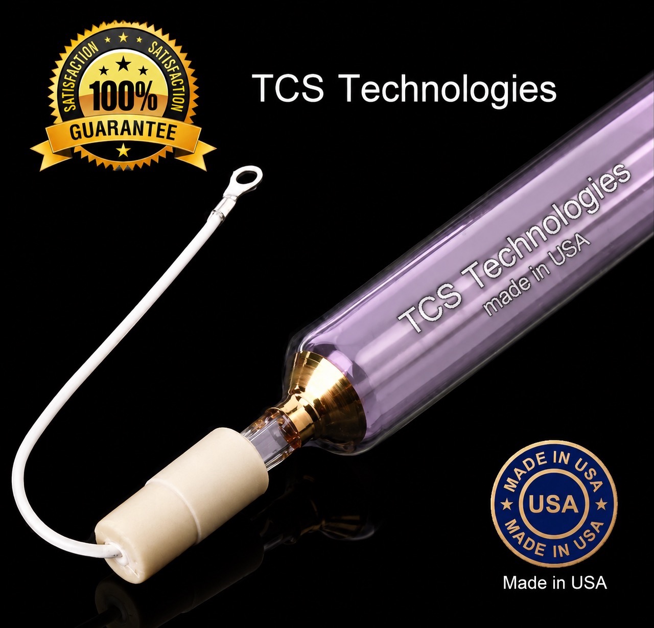 Premium replacement UV curing lamp manufactured by TCS Technologies with OEM-compatible ceramic connector.