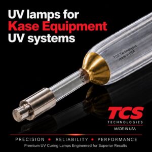 American-made UV curing lamp for Kase Equipment with Type 431 stainless steel end cap manufactured by TCS Technologies